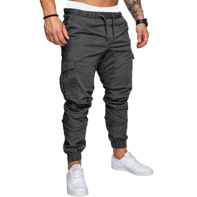 Men safari cargo pants  Joggers Sweatpants Casual Male Sportswear Solid Multi-pocket Cargo Trousers Hip Hop Harem Pants Slim Fit