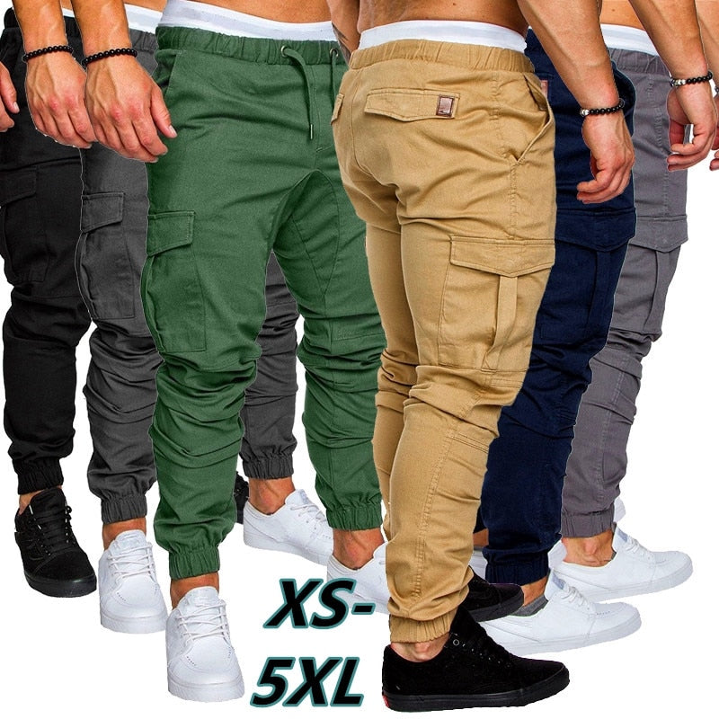 Men safari cargo pants  Joggers Sweatpants Casual Male Sportswear Solid Multi-pocket Cargo Trousers Hip Hop Harem Pants Slim Fit