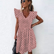 将图片加载到图库查看器，Summer Dress 2021 Women Polka Dot Street Sexy Casual Loose Thin Beach Party Dress Plus Size V Neck Mini Dress Female Vestidos
