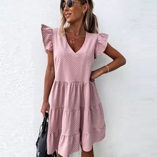 将图片加载到图库查看器，Summer Dress 2021 Women Polka Dot Street Sexy Casual Loose Thin Beach Party Dress Plus Size V Neck Mini Dress Female Vestidos

