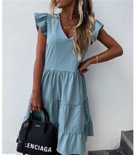 将图片加载到图库查看器，Summer Dress 2021 Women Polka Dot Street Sexy Casual Loose Thin Beach Party Dress Plus Size V Neck Mini Dress Female Vestidos
