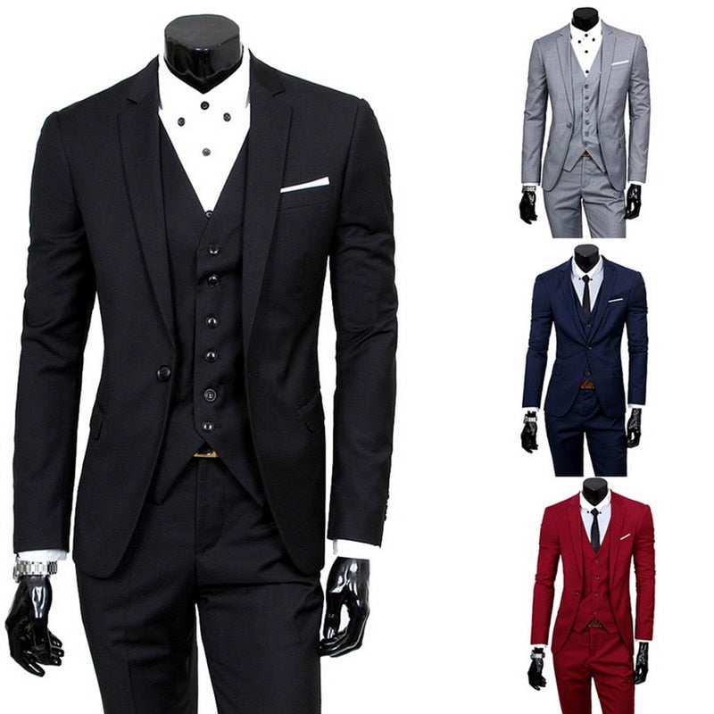 Wonderful Groom Male Wedding Prom Suit Green Slim Fit Tuxedo Men Formal Business Work Wear Suits 3Pcs Set (Jacket+Pants+Vest)